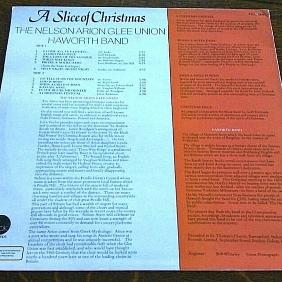 Vintage British Vinyl LP A Slice Christmas Male Voice Choir Nelson Arion Glee UK - Picture 15 of 16